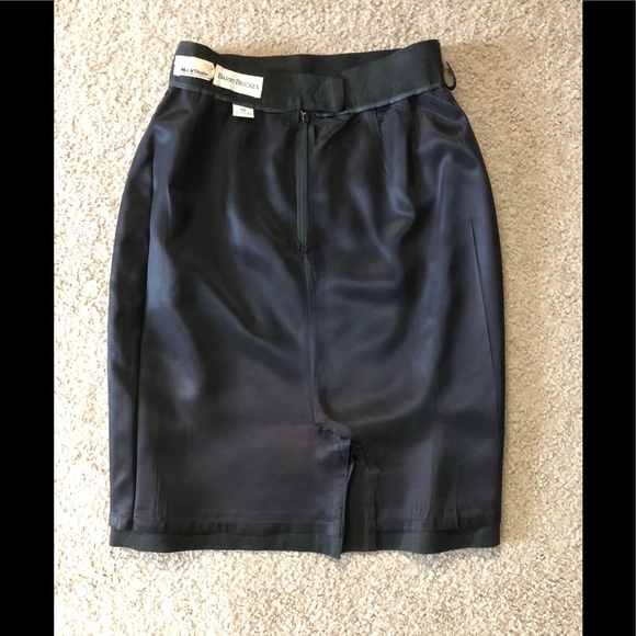 Vintage Barry Bricken Mark Shale Skirt 10 Linen Wool Pencil - Picture 6 of 11